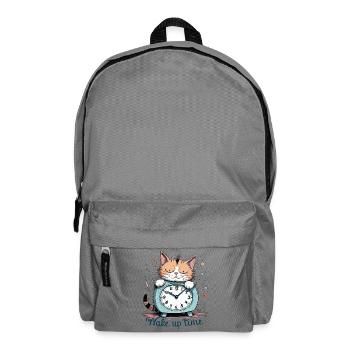It's time to wake up, cat humor! - Backpack - elephant grey - Front