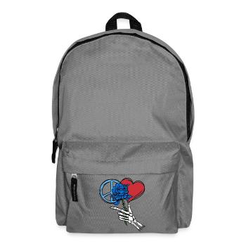 Peace Blume Herz Skelett Tod Weltfrieden - Rucksack - Mittelgrau - Vorne