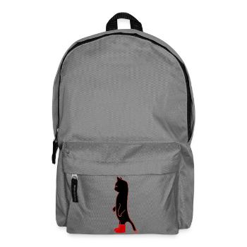 Schwarze Katze mit roten Stiefeln - Rucksack - Mittelgrau - Vorne