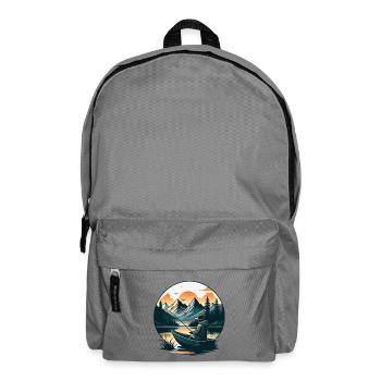 Scène sereine du pêcheur du lac de montagne - Sac à dos - gris éléphant - Devant