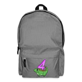 4. Geburtstag Motiv Iguana - vier Jahre alt - Rucksack - Mittelgrau - Vorne