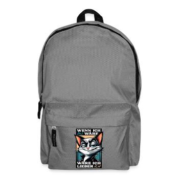 Katzenmotiv mit witzigem Spruch - Rucksack - Mittelgrau - Vorne