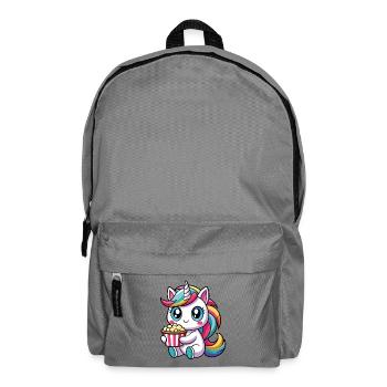 Licorne mignonne avec pop-corn – Style Kawaii - Sac à dos - gris éléphant - Devant