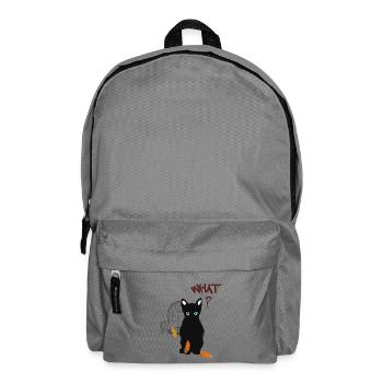 Little black cute kitten and bird - Backpack - elephant grey - Front