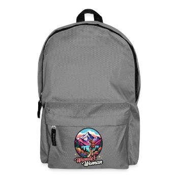 Wander Woman Wandern Wanderwoman Berge Natur Retro - Rucksack - Mittelgrau - Vorne