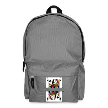 Spielkarten-Pik-Dame mit Bannerplatz - Rucksack - Mittelgrau - Vorne