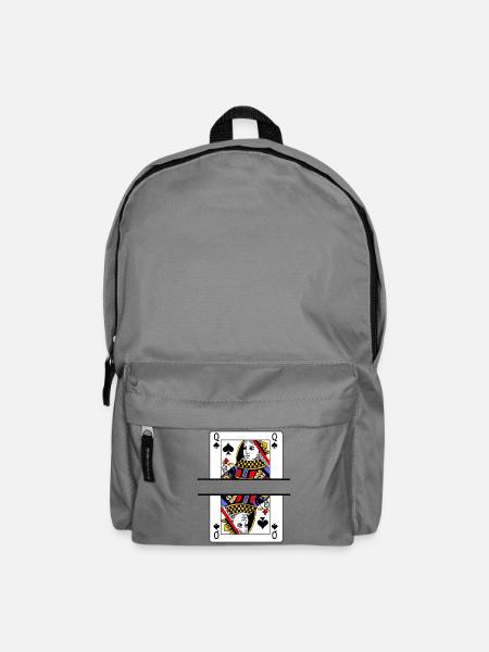 Spielkarten-Pik-Dame mit Bannerplatz - Rucksack - Mittelgrau