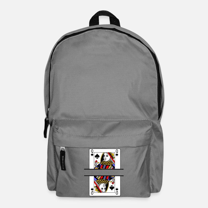 Spielkarten-Pik-Dame mit Bannerplatz - Rucksack - Mittelgrau