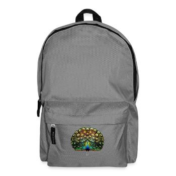 Pfau Blauer Pfau Pfauen Peacock Rad Pfauenrad Pfau - Rucksack - Mittelgrau - Vorne