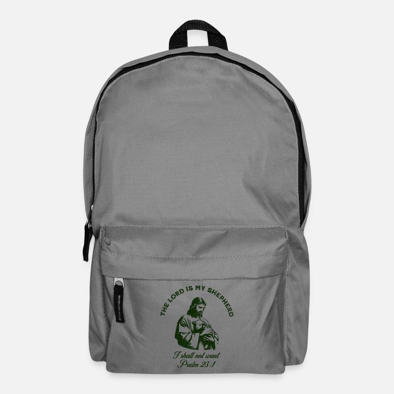 Religiöser Spruch auf grüner Silhouette - Rucksack - Mittelgrau