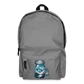 Nature mountain landscape with diamond in mason jar - Backpack - elephant grey - Front