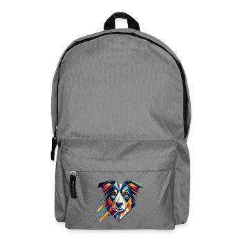 Bunte geometrische Hundekunst Australian Shepherd - Rucksack - Mittelgrau - Vorne