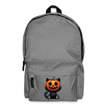 Süße Schwarze Katze Kürbis Halloween Design Kostüm - Rucksack - Mittelgrau - Vorne