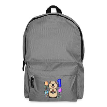 1 an - Inscription à l’école - Motif Quokka - Sac à dos - gris éléphant - Devant