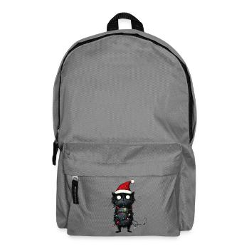 Christmas Tree Funny Cat Fairy Lights Gift - Backpack - elephant grey - Front