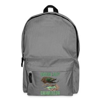 Green Lazy Chameleon T-Shirt Design - Backpack - elephant grey - Front