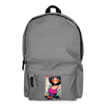 Anime DJ Mädchen mit Schallplatte - Rucksack - Mittelgrau - Vorne