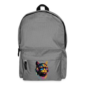 Katze Sonnenbrille Kopfhörer Musik Bunt DJ Katzen - Rucksack - Mittelgrau - Vorne