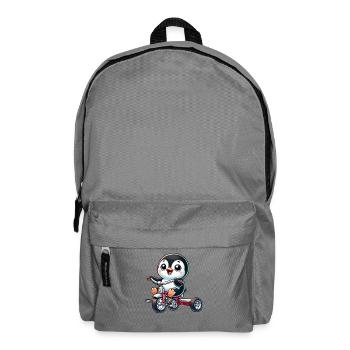 Lachender Pinguin auf dreirad fröhliche Kinder - Rucksack - Mittelgrau - Vorne