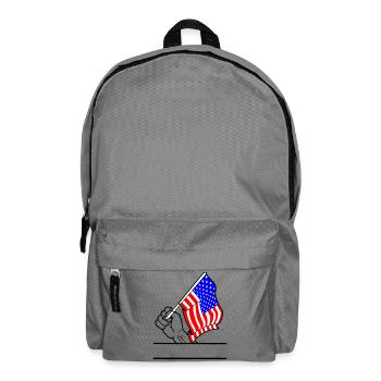 Flag USA transparent fist text space - Backpack - elephant grey - Front