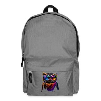 Owl Colorful Rainbow Colors Owl Owl Owl Owl Owl - Backpack - elephant grey - Front