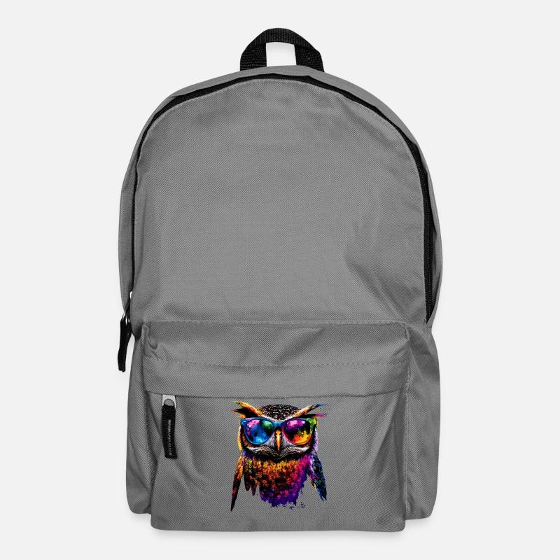 Eule Bunt Regenbogen Farben Kauz Uhu Owl Eulen - Rucksack - Mittelgrau
