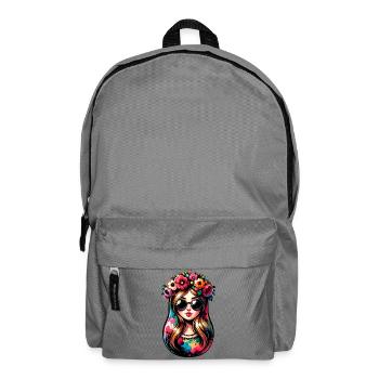 Russe Fille Matriochka Moscou avec des lunettes de soleil - Sac à dos - gris éléphant - Devant