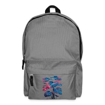 Retro Monstera Plant Neon Synthwave - Backpack - elephant grey - Front
