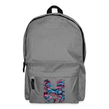 Neon Monstera Tropical Leaves - Backpack - elephant grey - Front