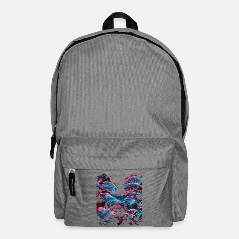 Neon Monstera Tropenblätter - Rucksack - Mittelgrau