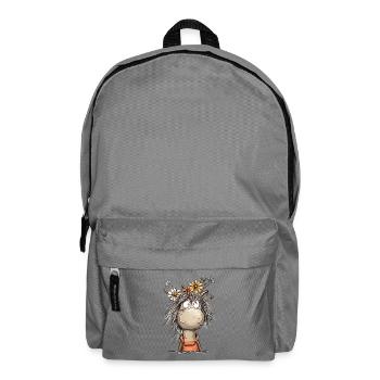 Pferd Mit Wildblumen Cartoon Reiter - Rucksack - Mittelgrau - Vorne