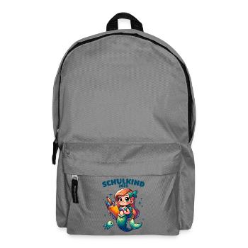 Schulkind 2025 Meerjungfrau Mädchen Einschulung - Rucksack - Mittelgrau - Vorne