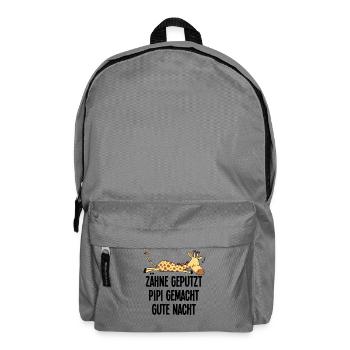 Giraffe Funny Sleeping Motif Teeth Brushed Night - Backpack - elephant grey - Front