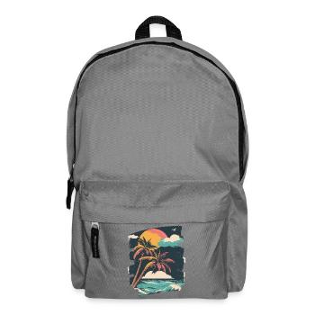 Plage Palmiers Coucher de soleil Été - Sac à dos - gris éléphant - Devant