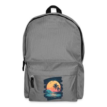 Plage Palmiers Coucher de soleil Été - Sac à dos - gris éléphant - Devant