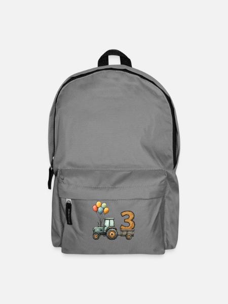 Geburtstag Traktor Mit Anhänger 3 Jahre Kinder - Rucksack - Mittelgrau