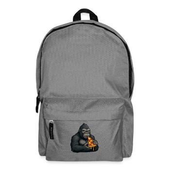 Cute Gorilla Pizza Italian Cartoon Food - Backpack - elephant grey - Front
