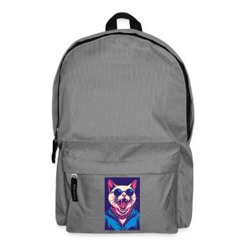 Retro  Cat with Sunglasses and Chain - Backpack - elephant grey - Front