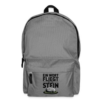 Humorous stone motif with saying: I'm taciturn, - Backpack - elephant grey - Front