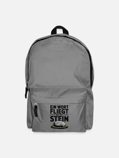  Humorvolles Steinmotiv mit Spruch: Bin Wortkarg, - Rucksack - Mittelgrau
