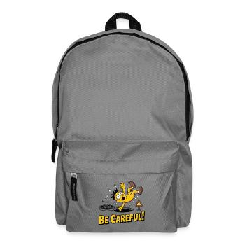 Animated Warning Character Be Careful Design - Backpack - elephant grey - Front