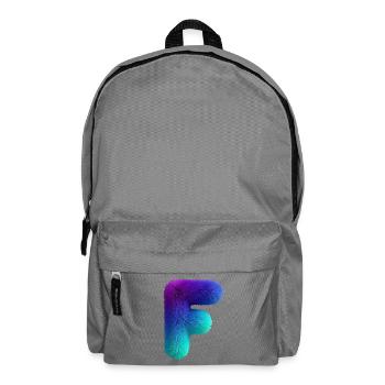 Letter F in fur look with color gradient - Backpack - elephant grey - Front