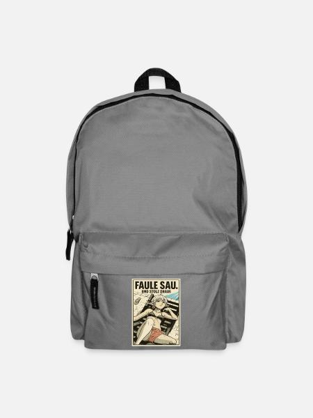 Faule Sau am Strand mit Stolz - Rucksack - Mittelgrau