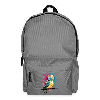Bunter Papagei mit Farbspritzern - Rucksack - Mittelgrau - Vorne