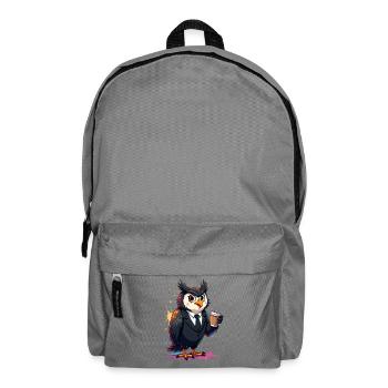 Elegant owl print in business style and coffee - Backpack - elephant grey - Front