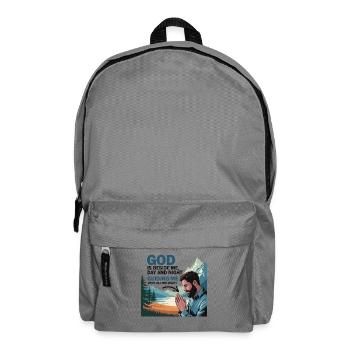 Glaube und Gebet – Gott ist bei mir - Rucksack - Mittelgrau - Vorne