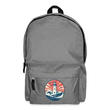 Lighthouse and sea waves illustration - Backpack - elephant grey - Front