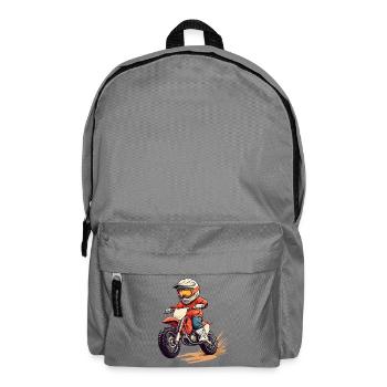 Motorrad fahrendes Kind mit Helm - Rucksack - Mittelgrau - Vorne