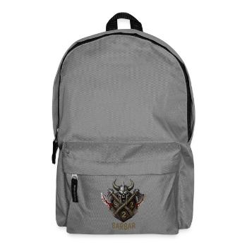 W20 mit Äxten & Hörnerhelm – Barbar Fantasy Dice - Rucksack - Mittelgrau - Vorne