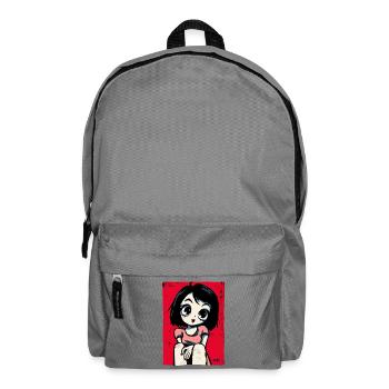 Fille manga rétro avec de grands yeux - Sac à dos - gris éléphant - Devant